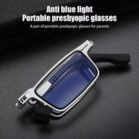 Portable Folding Reading Glasses for Men Metal round Square anti Blue Light Eyeglasses Men Presbyopia Gafas with Diopters Plus